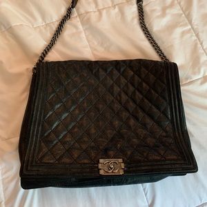 Authentic Chanel XL gentle boy bag - black